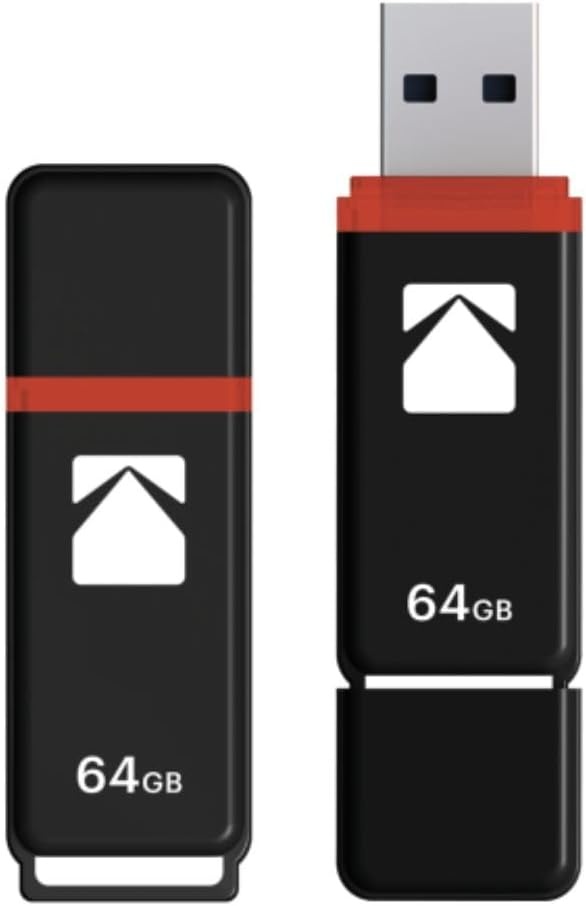 image:imageKodak USB Flash Drive 64 GB K100 Classic Black mat Casing Series with a Transparent red Neck a Cap EKMMD64GK102Black Red