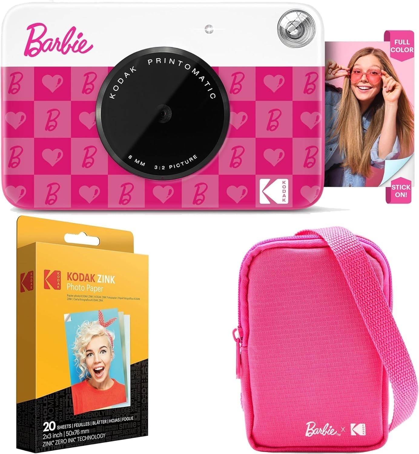 image:imageKodak x Barbie Printomatic FullColor Instant Print Digital Camera Barbie Deluxe Bundle Iconic Style Barbie Deluxe Camera Case Barbie Photo Album Zink Paper 20 SheetsIconic Style