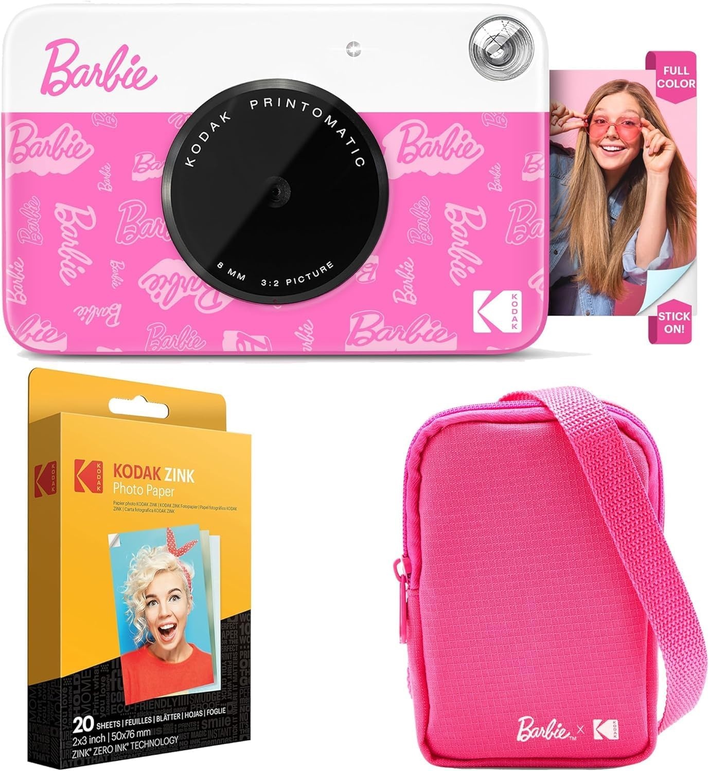 image:imageKodak x Barbie Printomatic FullColor Instant Print Digital Camera Barbie Deluxe Bundle Iconic Style Barbie Deluxe Camera Case Barbie Photo Album Zink Paper 20 SheetsSignature Style