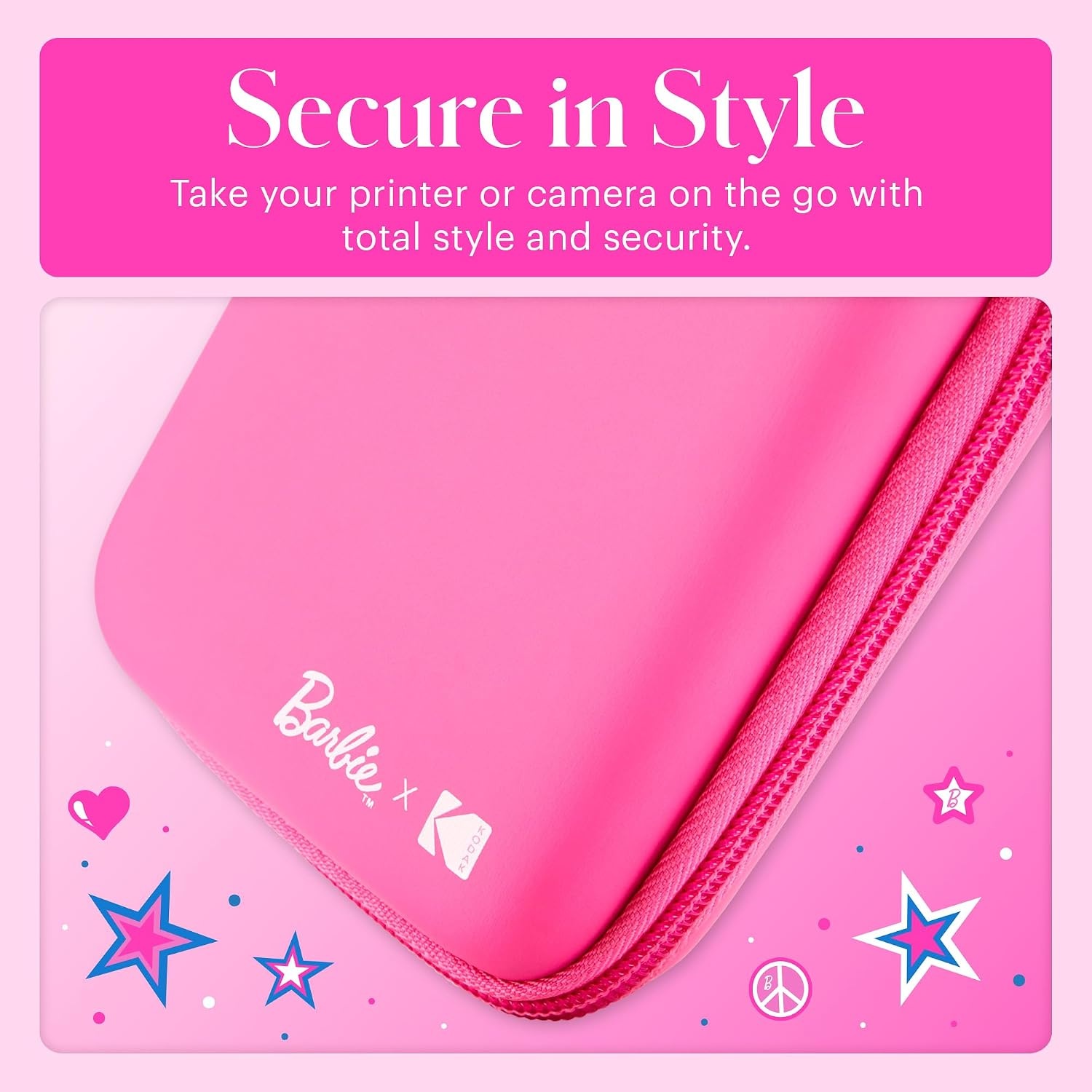 image:imageKodak x Barbie Soft Case with Zipper Closure and Crossbody Shoulder Bag Pink Compatible with Printomatic Camera or Step Slim Photo PrinterEVA