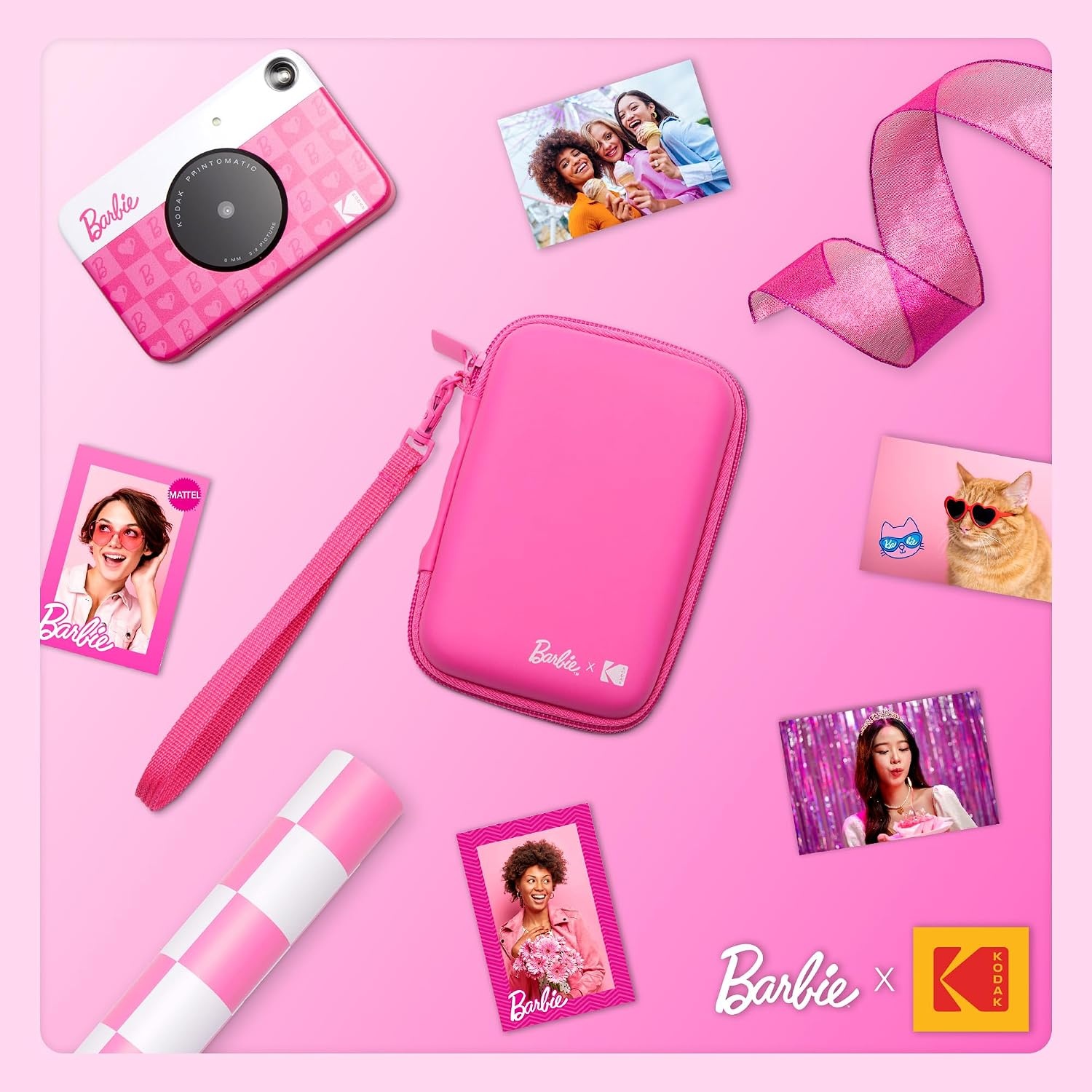 image:imageKodak x Barbie Soft Case with Zipper Closure and Crossbody Shoulder Bag Pink Compatible with Printomatic Camera or Step Slim Photo PrinterEVA