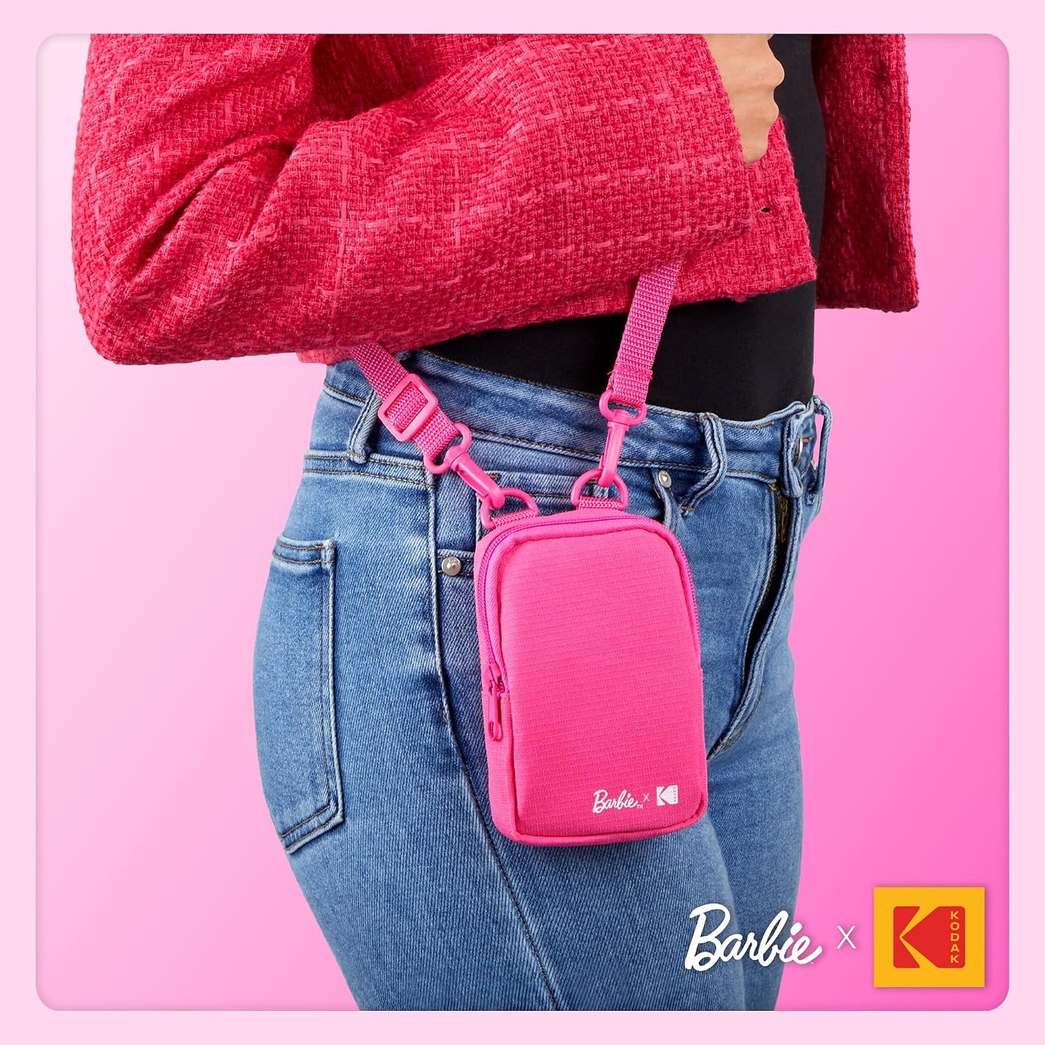 image:imageKodak x Barbie Soft Case with Zipper Closure and Crossbody Shoulder Bag Pink Compatible with Printomatic Camera or Step Slim Photo PrinterSoft