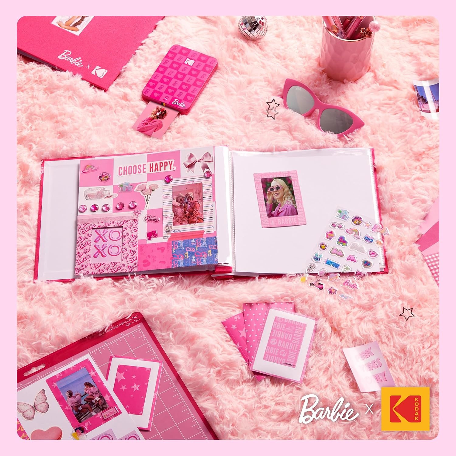 image:imageKodak x Barbie Soft Case with Zipper Closure and Crossbody Shoulder Bag Pink Compatible with Printomatic Camera or Step Slim Photo PrinterSticker Frames