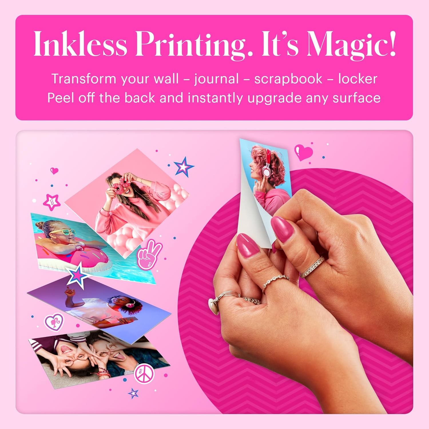 image:imageKodak x Barbie Step Slim Wireless Instant Portable Photo Mobile Printer Gift Bundle Signature Style Barbie Camera Case Photo Album Sticker amp Hanging Frames 50 Stickers Zink Paper 20 SheetsBarbie Iconic
