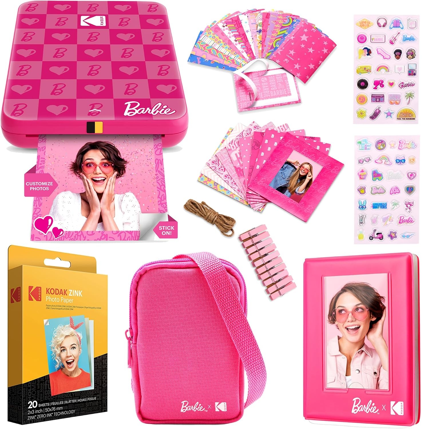 image:imageKodak x Barbie Step Slim Wireless Instant Portable Photo Mobile Printer Gift Bundle Signature Style Barbie Camera Case Photo Album Sticker amp Hanging Frames 50 Stickers Zink Paper 20 SheetsBarbie Iconic