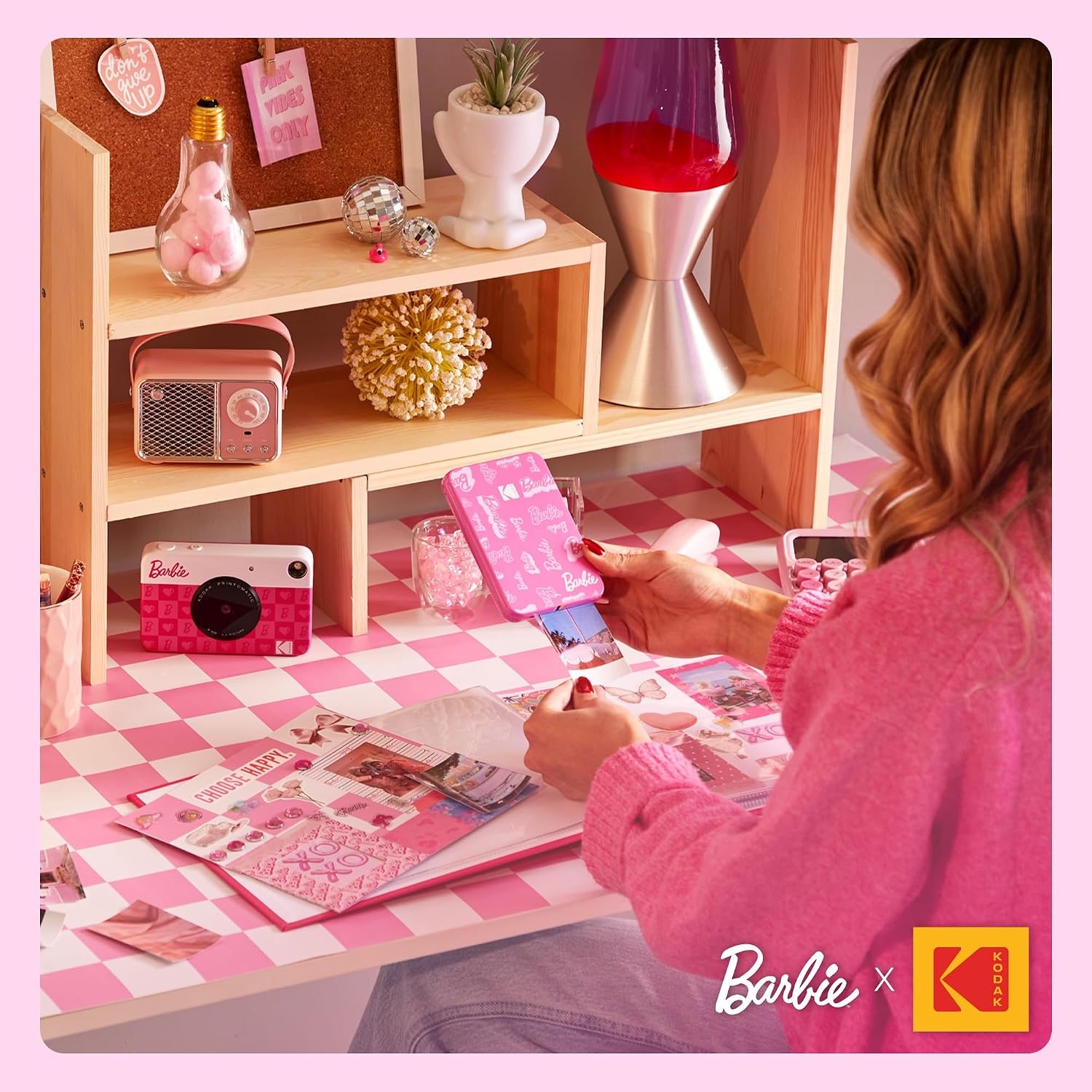 image:imageKodak x Barbie Step Slim Wireless Instant Portable Photo Mobile Printer Gift Bundle Signature Style Barbie Camera Case Photo Album Sticker amp Hanging Frames 50 Stickers Zink Paper 20 SheetsBarbie Signature