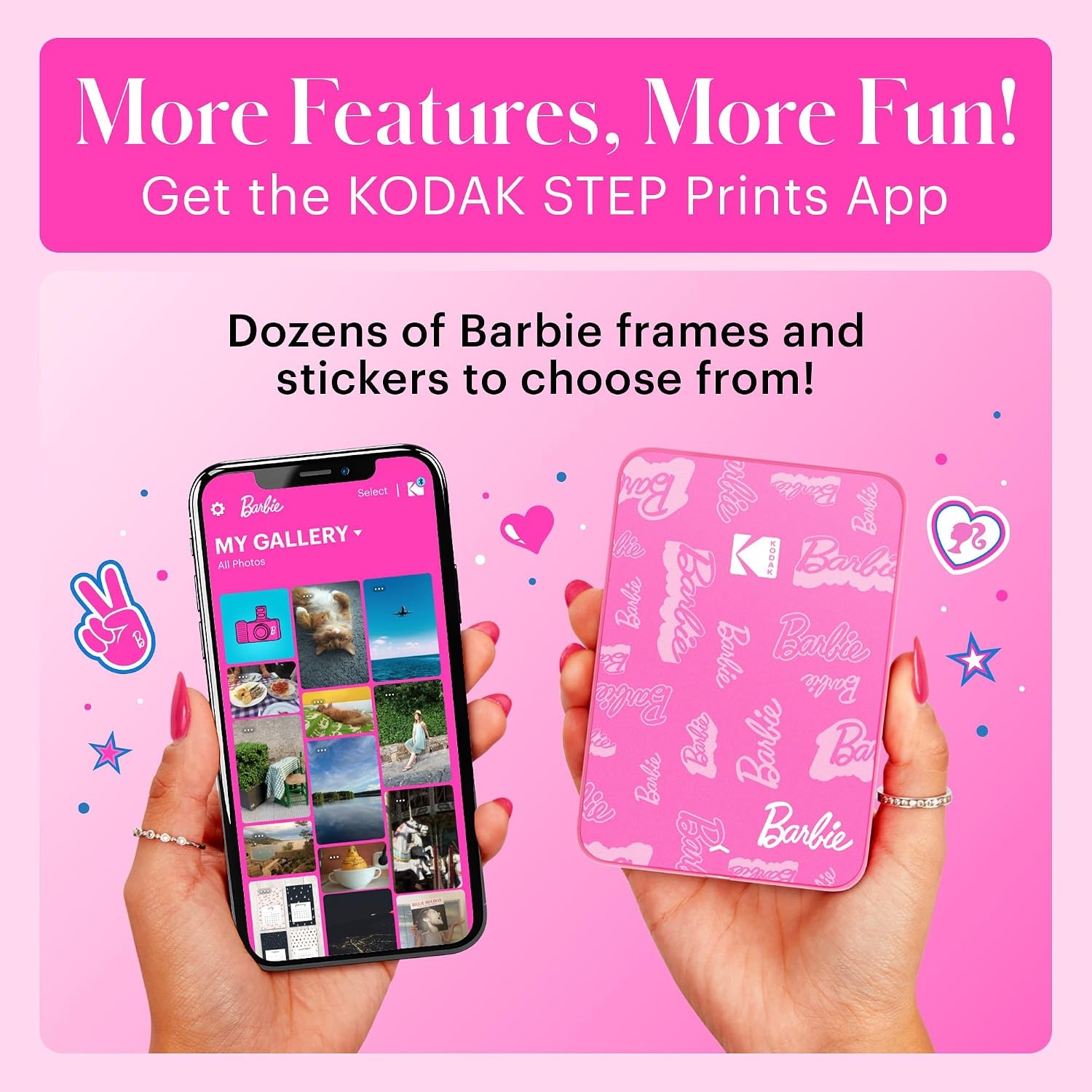 image:imageKodak x Barbie Step Slim Wireless Instant Portable Photo Mobile Printer Iconic Style Barbie Deluxe Camera Case Barbie Photo Album Zink Paper 20 SheetsLight Pink