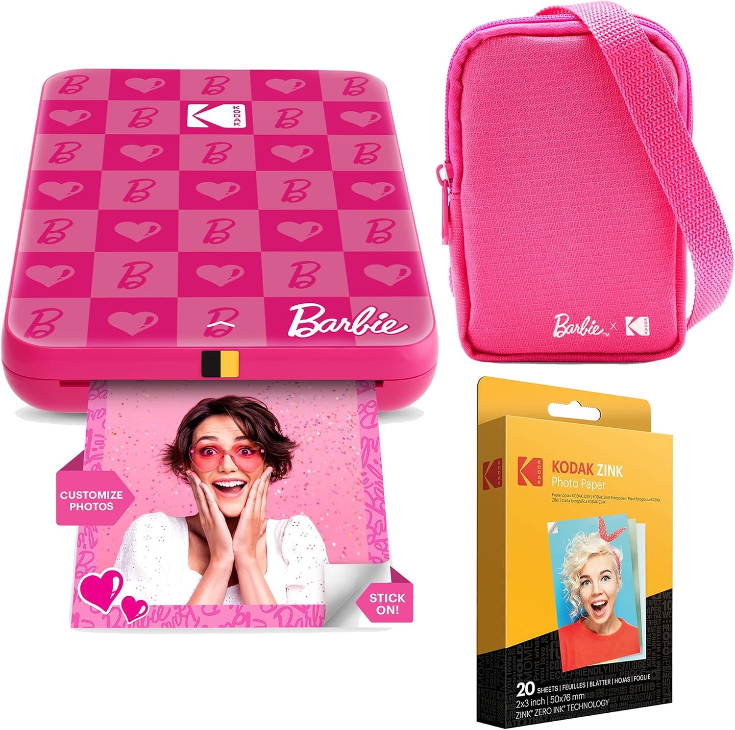 image:imageKodak x Barbie Step Slim Wireless Instant Portable Photo Mobile Printer Iconic Style Barbie Deluxe Camera Case Barbie Photo Album Zink Paper 20 SheetsDark Pink