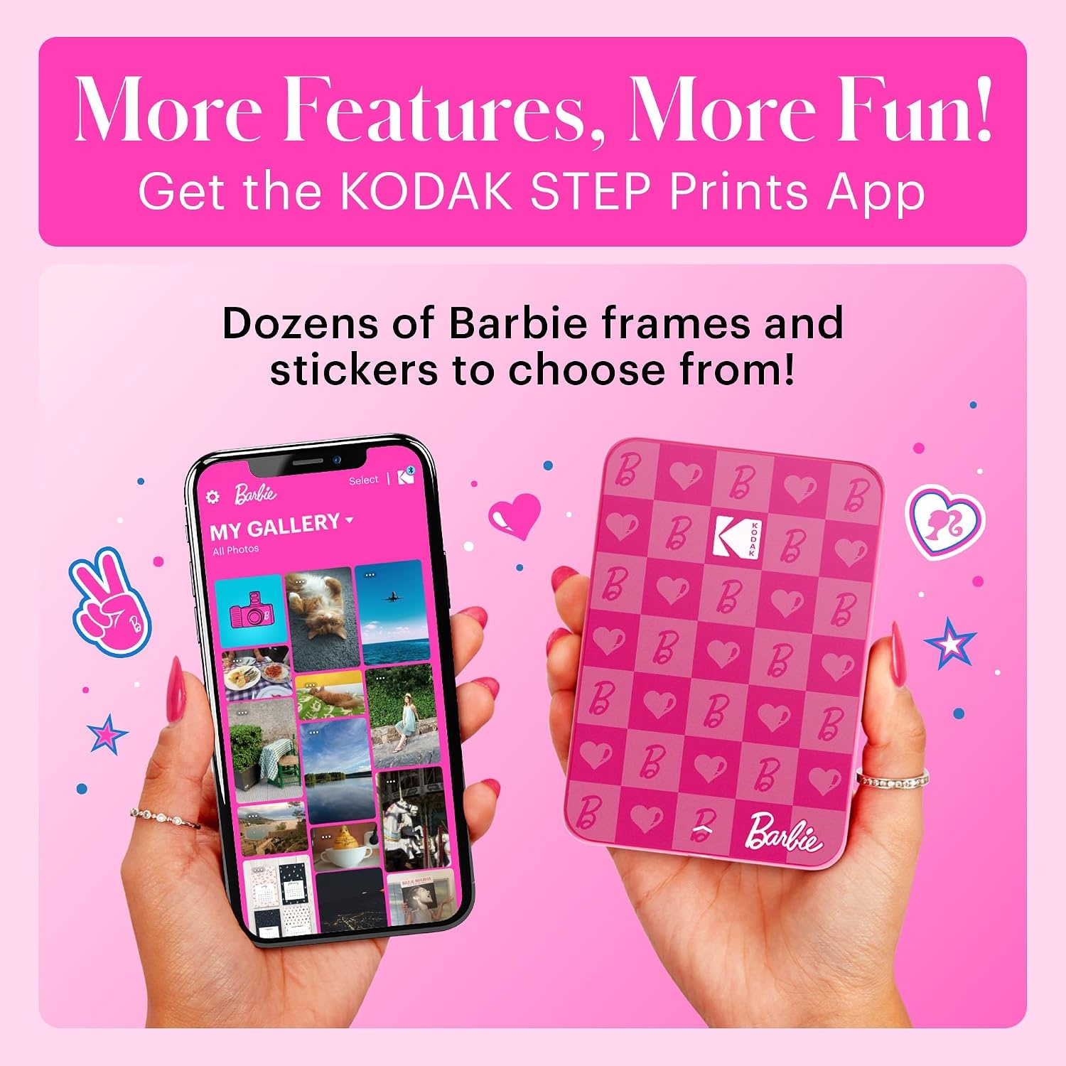 image:imageKodak x Barbie Step Slim Wireless Instant Portable Photo Mobile Printer Iconic Style Barbie Deluxe Camera Case Barbie Photo Album Zink Paper 20 SheetsDark Pink