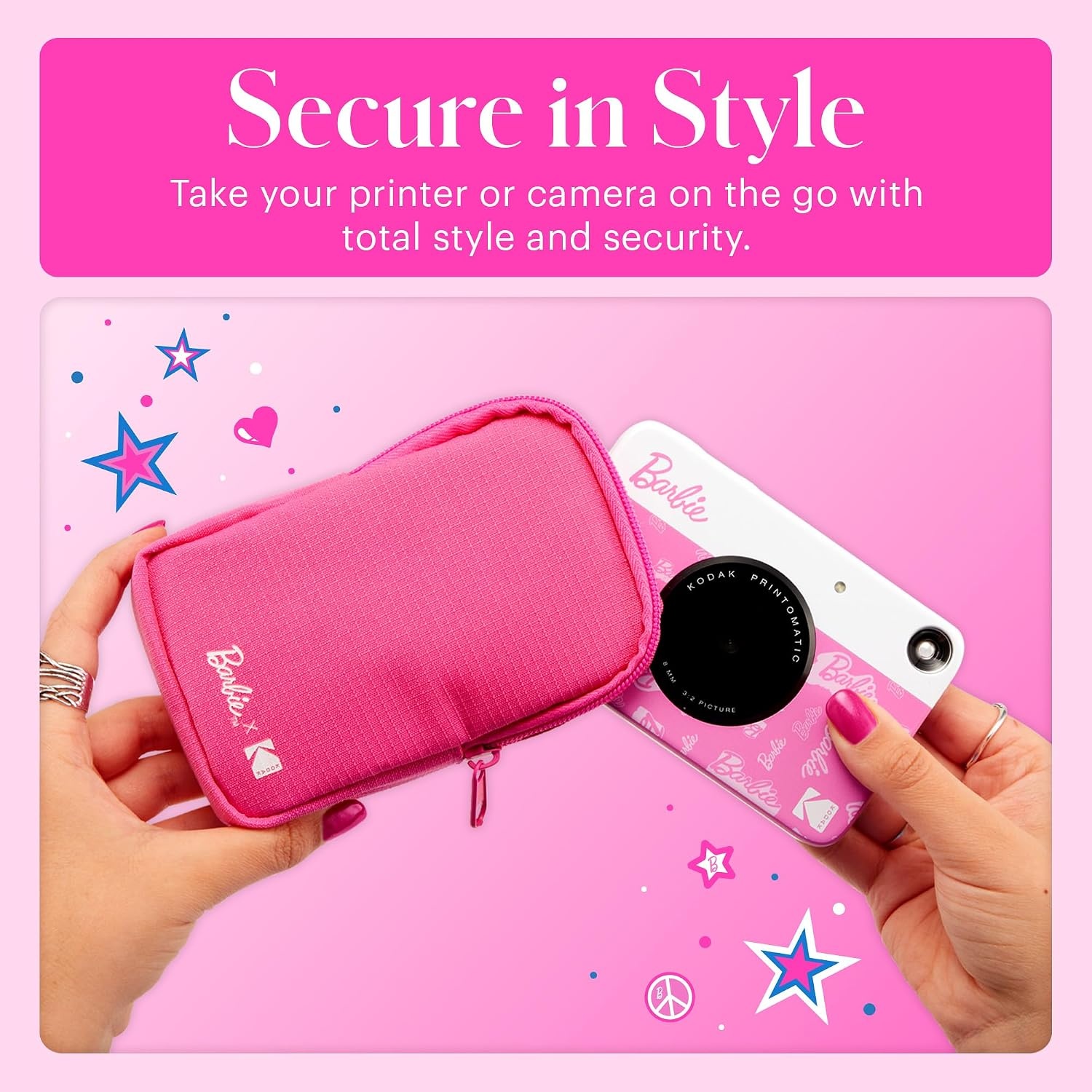 image:imageKodak x Barbie Step Slim Wireless Instant Portable Photo Mobile Printer Iconic Style Barbie Deluxe Camera Case Barbie Photo Album Zink Paper 20 SheetsDark Pink
