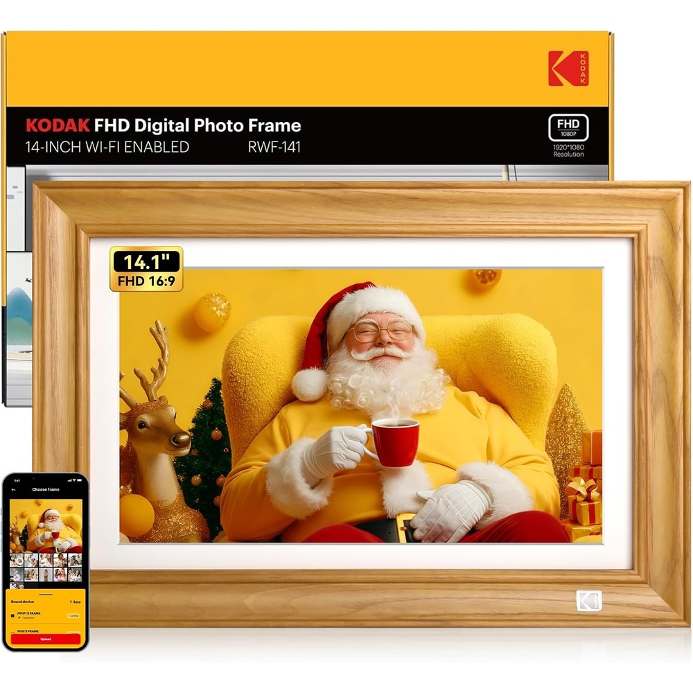 image:imageKODAK 101 Inch WiFi Digital Picture Frame with 32GB Storage Electronic Smart Digital Photo Frame 1280x800 IPS Touch Screen AutoRotate Share Moments Instantly Gifts for Women Mothers Day ChristmasWood