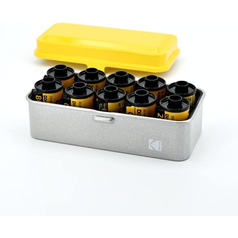 image:imageKODAK 120135 Film Case for 8 Rolls of 120 Films 10 Rolls of 35mm Films Retro Steel Case to Sort amp Safeguard Film Olive Film is not IncludedYellow