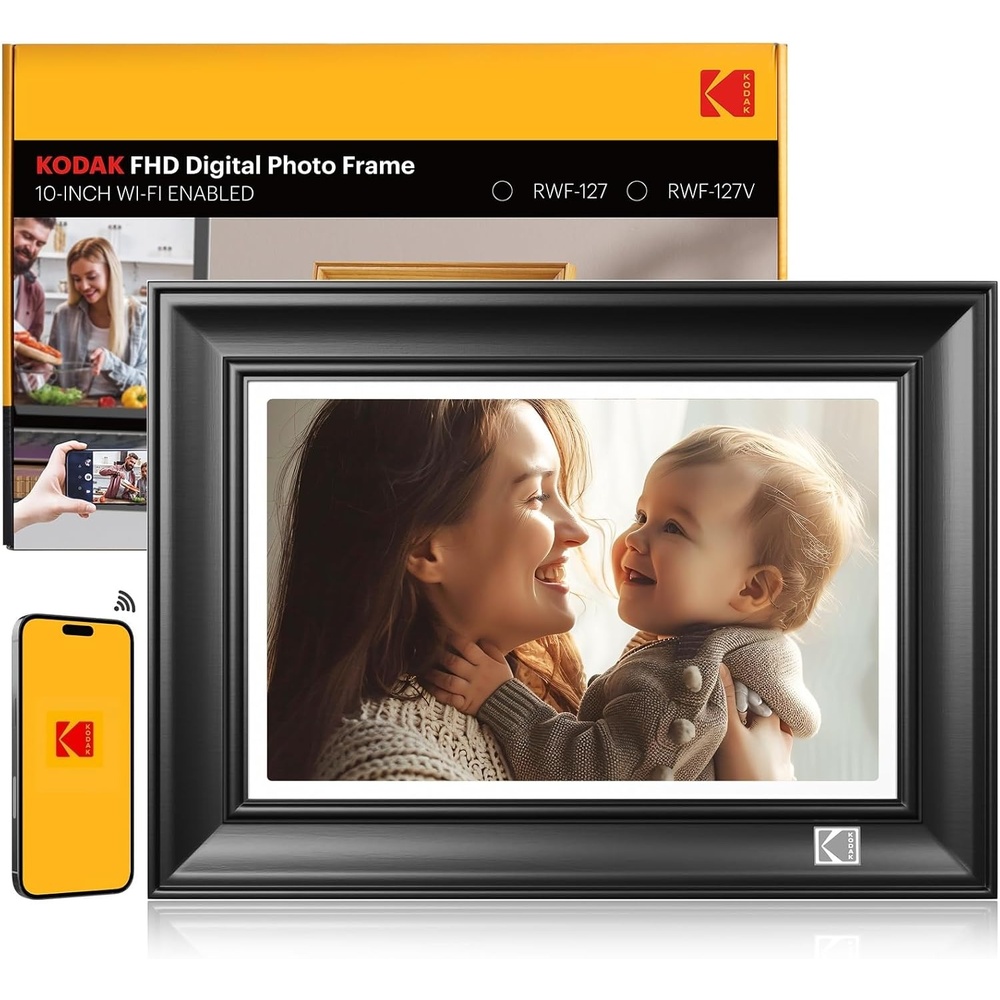 image:imageKODAK 7 Inch Digital Picture Frame with Remote Control 1024x600 HD Display Digital Photo Frame USB or SD Card Required AutoRotate Supports PhotoVideoMusicCalendarSlideshowDarkBlack