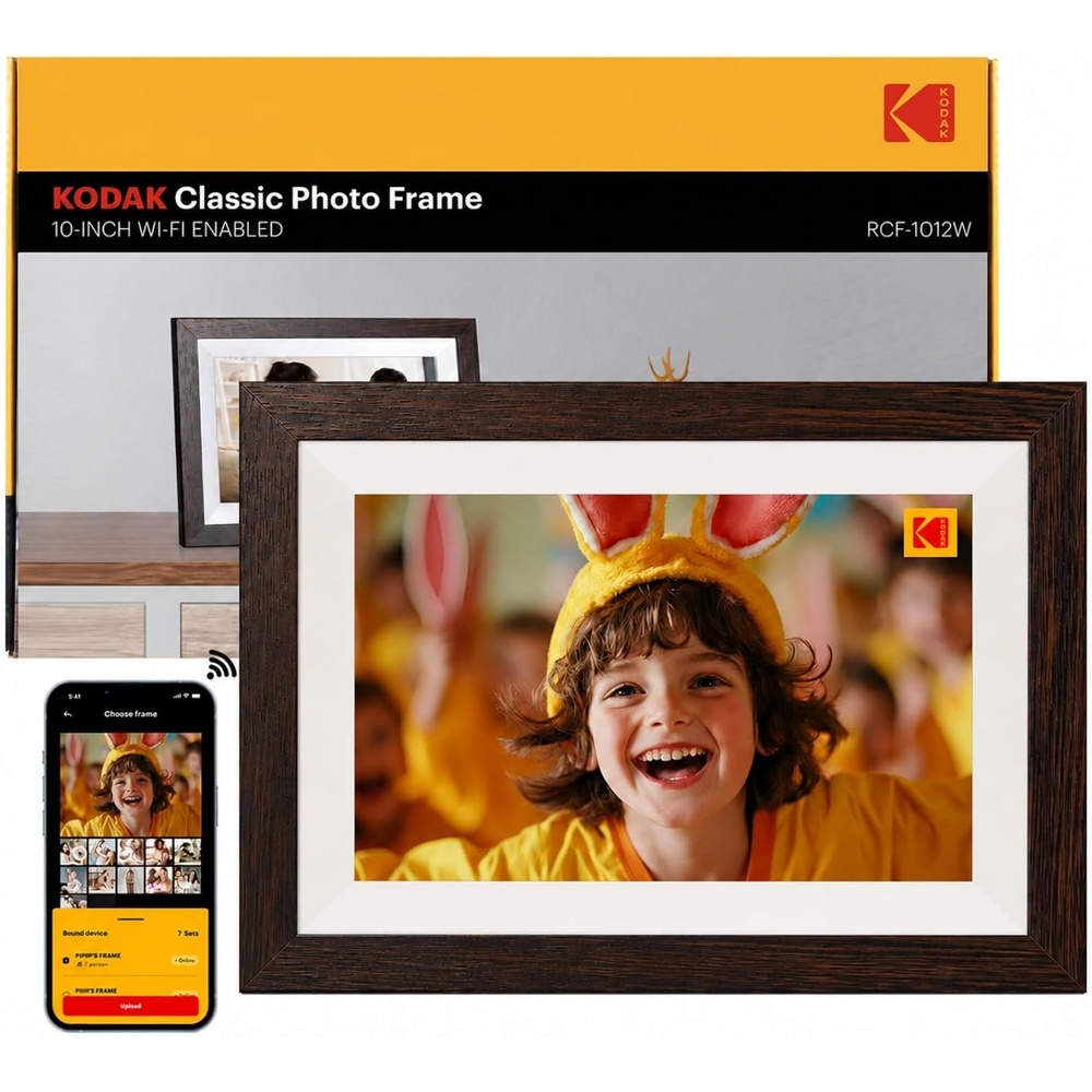 image:imageKODAK 7 Inch Digital Picture Frame with Remote Control 1024x600 HD Display Digital Photo Frame USB or SD Card Required AutoRotate Supports PhotoVideoMusicCalendarSlideshowWhite