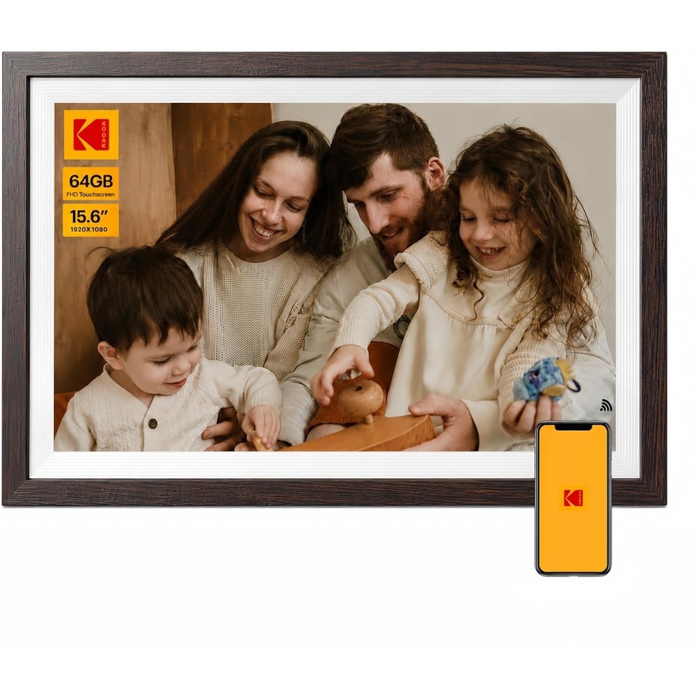 image:imageKODAK 7 Inch Digital Picture Frame with Remote Control 1024x600 HD Display Digital Photo Frame USB or SD Card Required AutoRotate Supports PhotoVideoMusicCalendarSlideshowWood