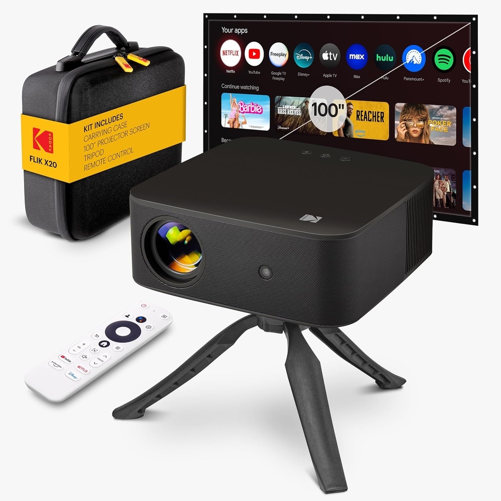 image:imageKODAK Flik X20 1080p Smart Projector Kit Mini Projector White SmallBlack