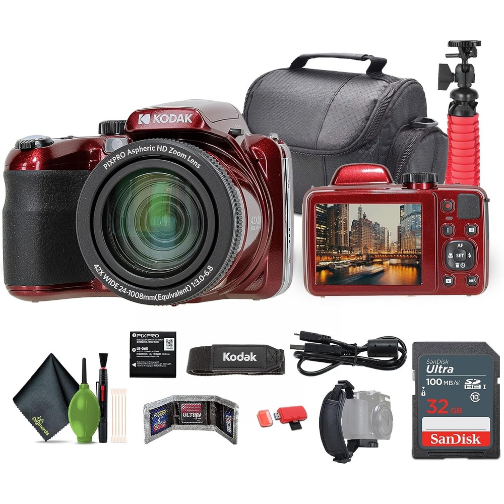 image:imageKodak PIXPRO AZ425 20MP 42x Zoom Vlogging Digital Camera White BundleRed