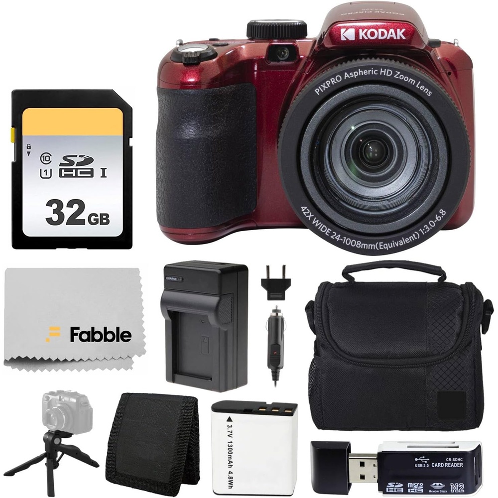 image:imageKodak PIXPRO AZ425 Digital Camera 32GB Memory Card Camera Case Black Battery Charger USB Card Reader Table Tripod Accessories WhiteRed