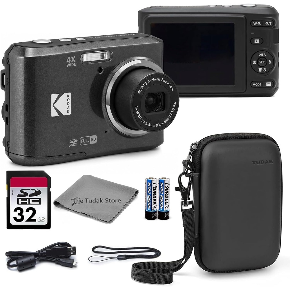 image:imageKodak PIXPRO FZ45 Digital Camera White 16MP Point amp Shoot with 4X Optical Zoom 27mm Wide Angle 27 Inch LCD 1080p Video Bundle with Tudak Compatible Camera Case 32GB SD Card amp Microfiber ClothBlack