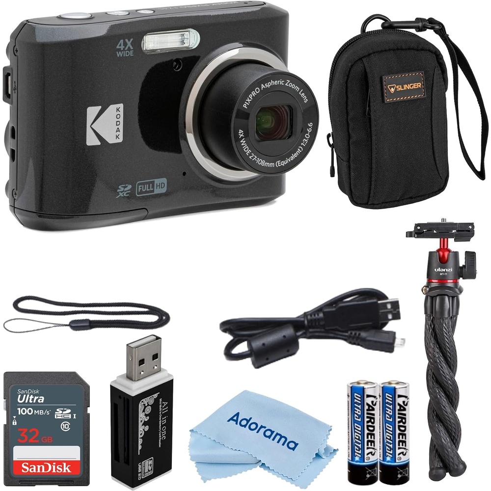 image:imageKodak PIXPRO FZ45 Friendly Zoom 16MP Full HD Digital Camera Bundle with 32GB Memory Card and Camera Bag Flexible Tripod and Card Reader RedBlack