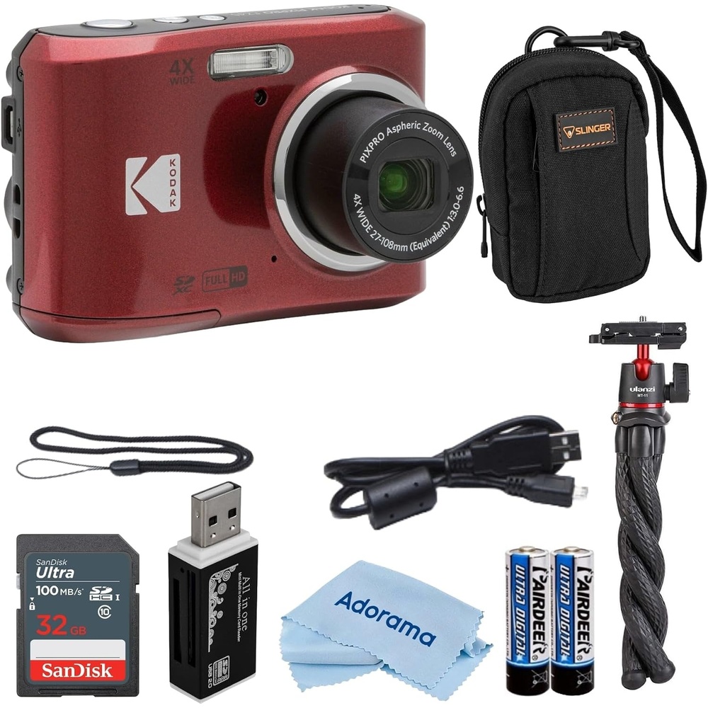 image:imageKodak PIXPRO FZ45 Friendly Zoom 16MP Full HD Digital Camera Bundle with 32GB Memory Card and Camera Bag Flexible Tripod and Card Reader RedRed