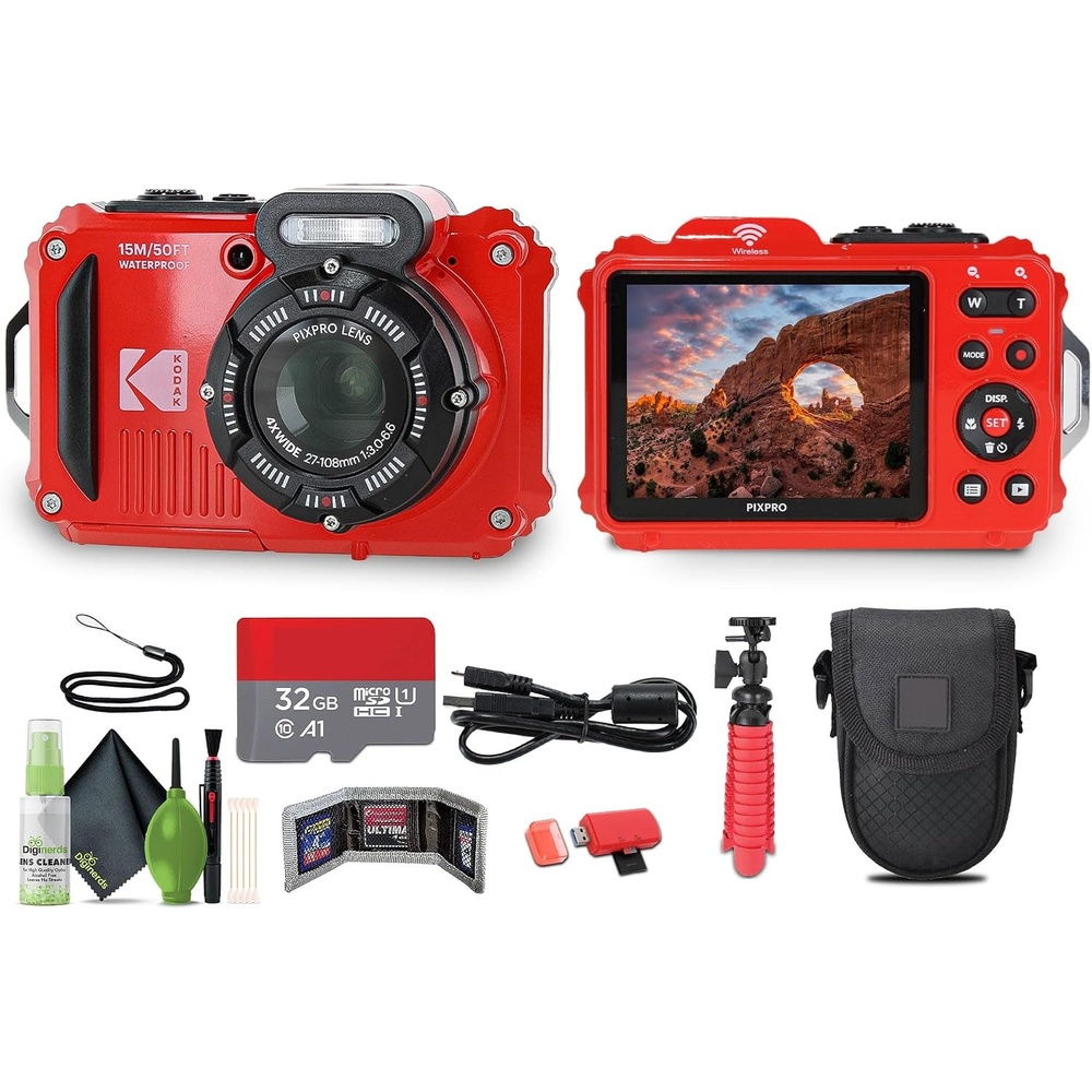 image:imageKodak PIXPRO WPZ2 16MP 4X Zoom Digital Camera Red BundleRed