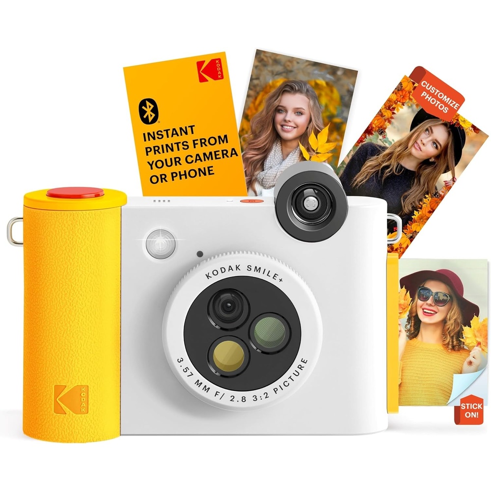 image:imageKodak Smile 2in1 Digital Instant Print Camera amp Photo Printer Gift Bundle Case Zink 2x3 Sticky Back Photo Paper 20pk Album Sticker Sets Sticker Frames Hanging Frames Markers BlackWhite