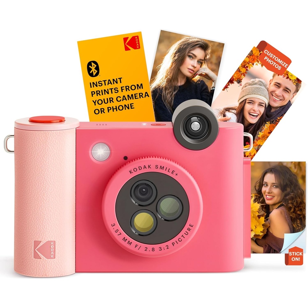 image:imageKodak Smile 2in1 Digital Instant Print Camera amp Photo Printer Gift Bundle Case Zink 2x3 Sticky Back Photo Paper 20pk Album Sticker Sets Sticker Frames Hanging Frames Markers BlackFuchsia