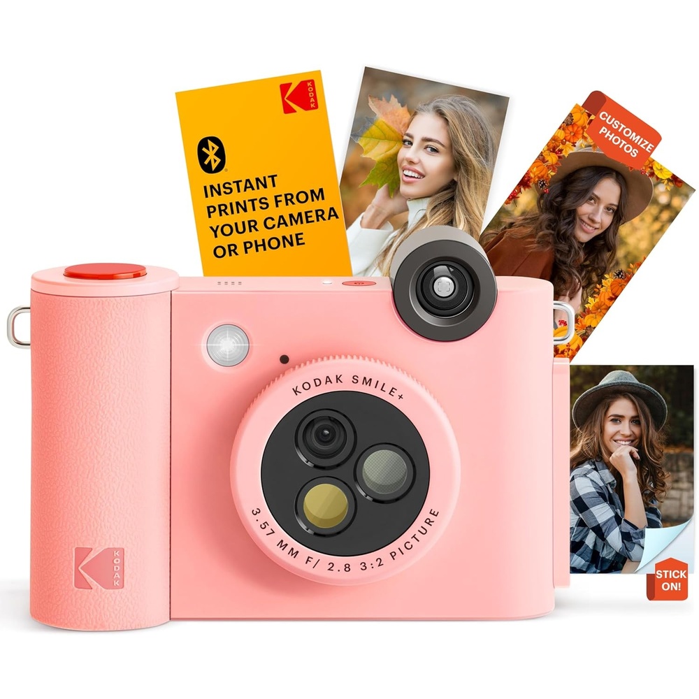 image:imageKodak Smile 2in1 Digital Instant Print Camera amp Photo Printer Gift Bundle Case Zink 2x3 Sticky Back Photo Paper 20pk Album Sticker Sets Sticker Frames Hanging Frames Markers BlackPink