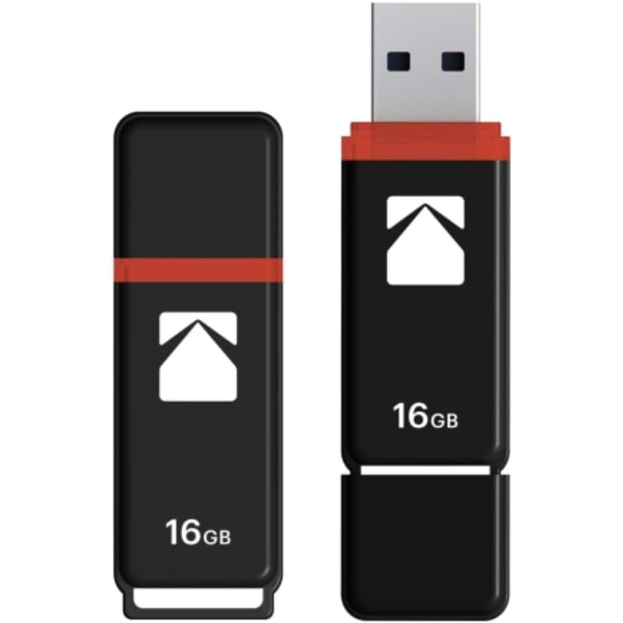 image:imageKodak USB Flash Drive 64 GB K100 Classic Black mat Casing Series with a Transparent red Neck a Cap EKMMD64GK102Black Red