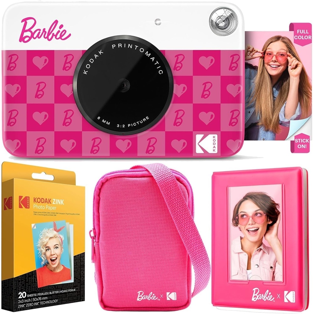 image:imageKodak x Barbie Printomatic FullColor Instant Print Digital Camera Barbie Deluxe Bundle Iconic Style Barbie Deluxe Camera Case Barbie Photo Album Zink Paper 20 SheetsIconic Style