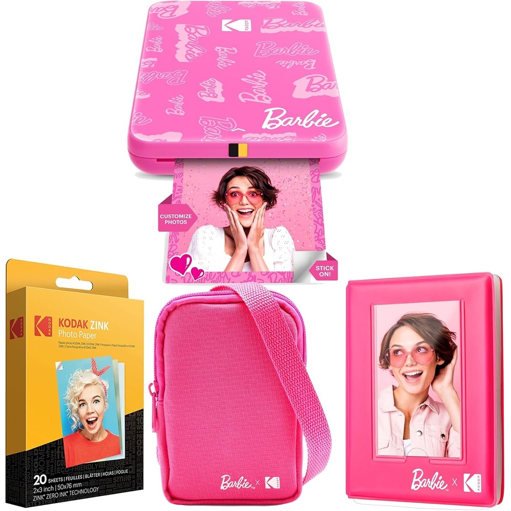 image:imageKodak x Barbie Step Slim Wireless Instant Portable Photo Mobile Printer Iconic Style Barbie Deluxe Camera Case Barbie Photo Album Zink Paper 20 SheetsLight Pink