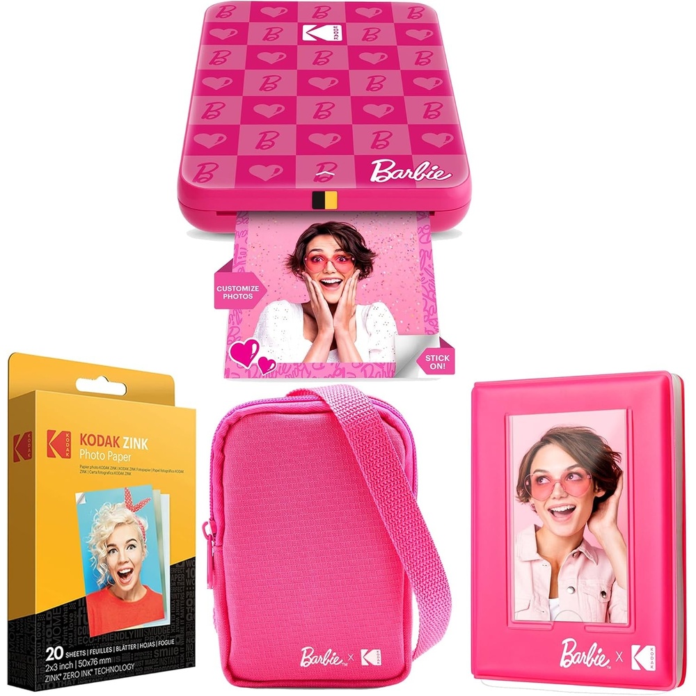 image:imageKodak x Barbie Step Slim Wireless Instant Portable Photo Mobile Printer Iconic Style Barbie Deluxe Camera Case  Barbie Photo Album  Zink Paper 20 SheetsDark Pink