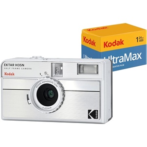 KODAK EKTAR H35N Half Frame Film Camera, 35mm, Reusable, Focus-Free, Bulb Function, Built-in Star Filter, Coated Improved Lens (Film & AAA Battery are not Included) (Striped Black, Premium Kit)(Striped Silver)