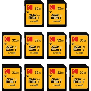 Kodak 32GB 10-Pack SDHC Card, UHS-I U1 V10 Premium, up to 85MB/s Read Speed, for Full HD Video and High-Resolution Pictures, Compatible with SDHC Standard (10-Pack)(32GB)