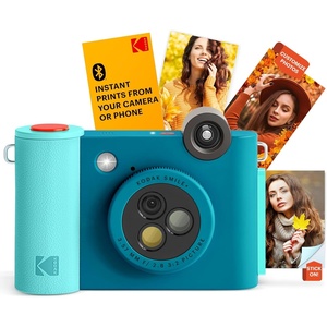 Kodak Smile+ 2-in-1 Digital Instant Print Camera & Photo Printer Gift Bundle + Case + Zink 2×3 Sticky Back Photo Paper 20pk + Album + Sticker Sets + Sticker Frames + Hanging Frames + Markers – Black(Blue)