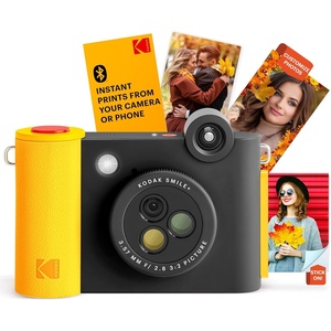 Kodak Smile+ 2-in-1 Digital Instant Print Camera & Photo Printer Gift Bundle + Case + Zink 2×3 Sticky Back Photo Paper 20pk + Album + Sticker Sets + Sticker Frames + Hanging Frames + Markers – Black(Black)