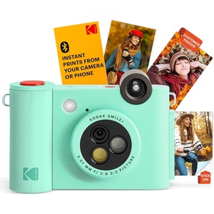 Kodak Smile+ 2-in-1 Digital Instant Print Camera & Photo Printer Gift Bundle + Case + Zink 2×3 Sticky Back Photo Paper 20pk + Album + Sticker Sets + Sticker Frames + Hanging Frames + Markers – Black(Green)