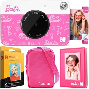Kodak x Barbie Printomatic Full-Color Instant Print Digital Camera Barbie Deluxe Bundle (Iconic Style)+ Barbie Deluxe Camera Case + Barbie Photo Album + Zink Paper (20 Sheets)(Signature Style)