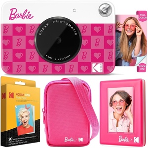 Kodak x Barbie Printomatic Full-Color Instant Print Digital Camera Barbie Deluxe Bundle (Iconic Style)+ Barbie Deluxe Camera Case + Barbie Photo Album + Zink Paper (20 Sheets)(Iconic Style)