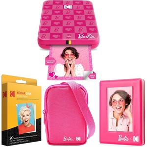 Kodak x Barbie Step Slim Wireless Instant Portable Photo Mobile Printer (Iconic Style)+ Barbie Deluxe Camera Case + Barbie Photo Album + Zink Paper (20 Sheets)(Dark Pink)