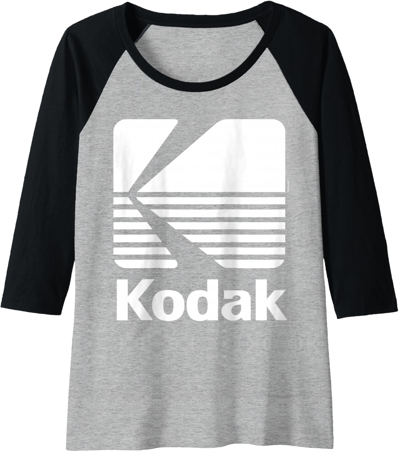 image:image80s Vintage Kodak Logo White Raglan Baseball TeeBlackAthletic Heather