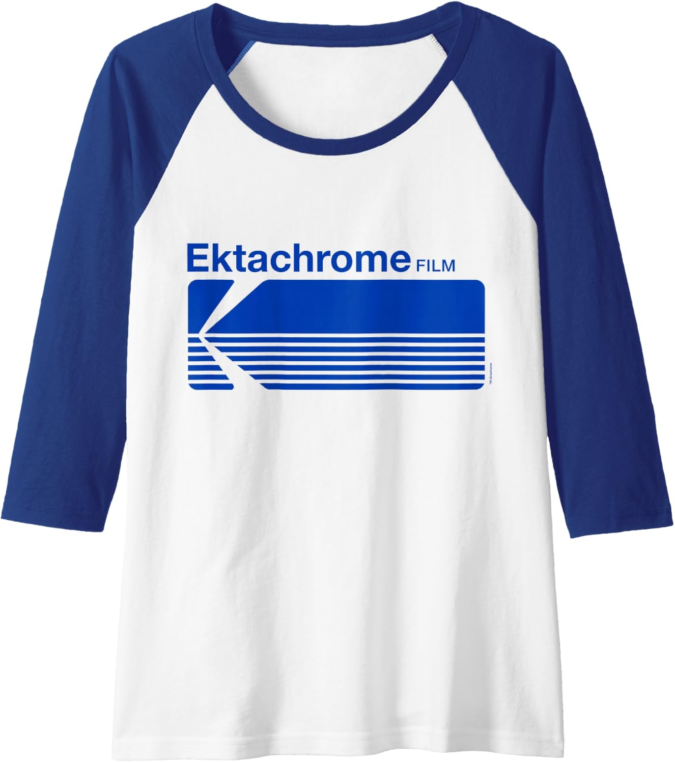 image:imageEktachrome Film Vintage Logo Raglan Baseball TeeRoyal BlueWhite