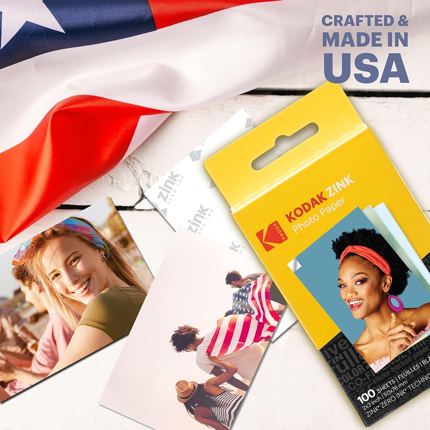image:imageKODAK 2x3 Premium StickyBacked ZINK Photo Paper 100 Sheets Compatible With Kodak Step Step Slim Printomatic Printomatic Smile Step Touch100 Sheets