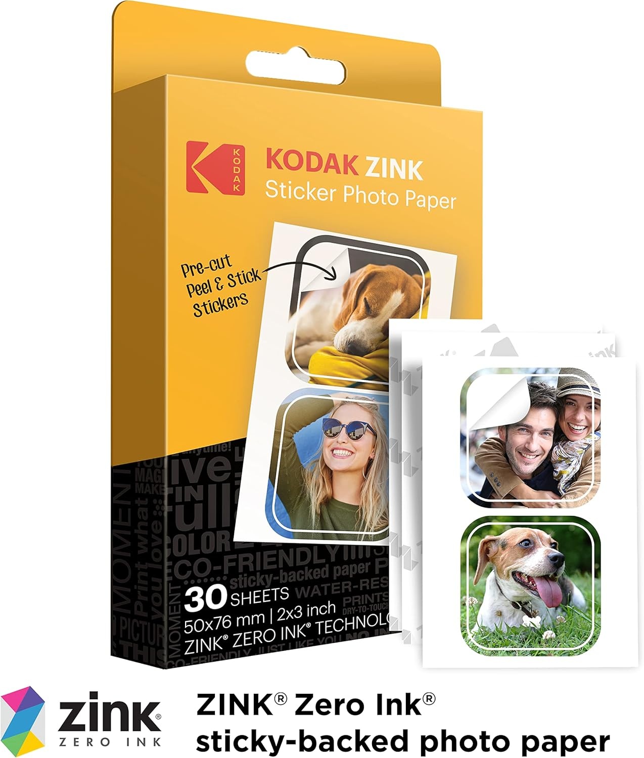 image:imageKODAK 2x3 Premium StickyBacked ZINK Photo Paper 100 Sheets Compatible With Kodak Step Step Slim Printomatic Printomatic Smile Step Touch30 Sheets