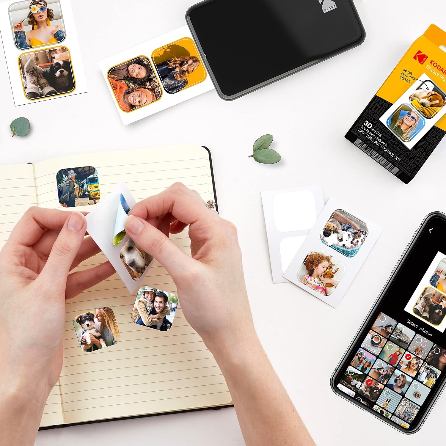 image:imageKODAK 2x3 Premium StickyBacked ZINK Photo Paper 100 Sheets Compatible With Kodak Step Step Slim Printomatic Printomatic Smile Step Touch30 Sheets