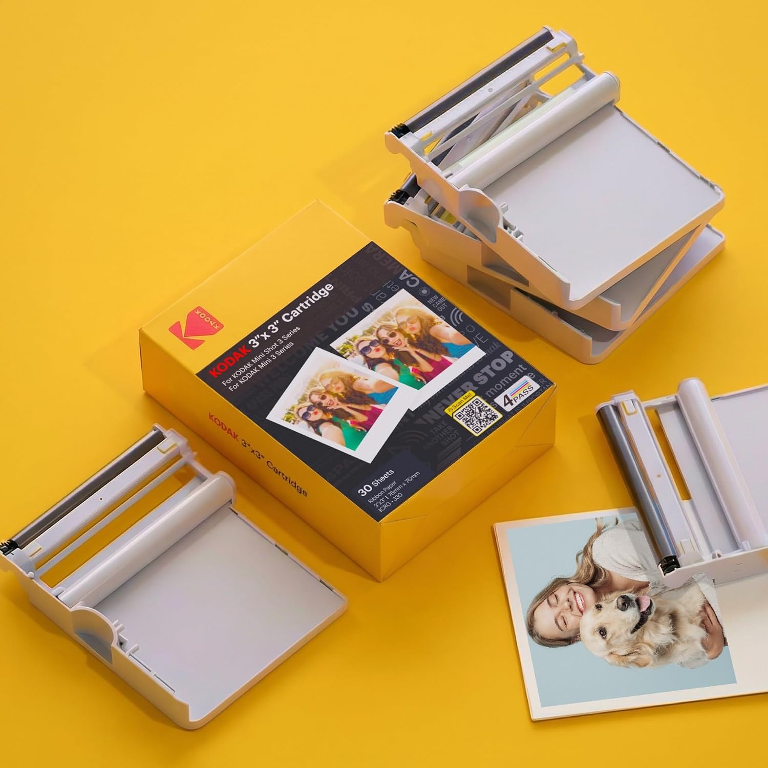 image:imageKODAK 4PASS 3x3 Cartridge Refill 60 Sheets Mini 3 amp Mini Shot 360 Pack