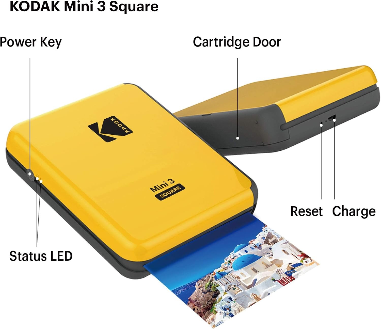 image:imageKODAK AllNew Mini 3 Square Instagram Size Bluetooth Portable Photo Printer with 4PASS Technology White