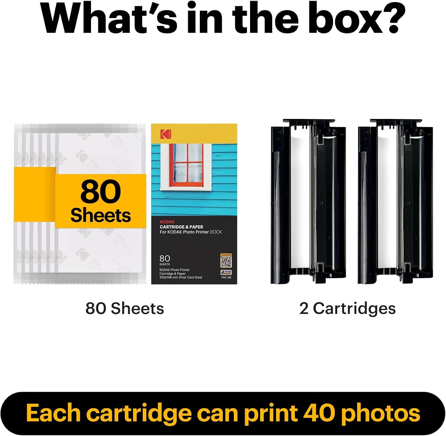 image:imageKODAK Dock 4x6 Cartridge Refill 80 Sheets Dock Plus amp Dock Era160 Pack
