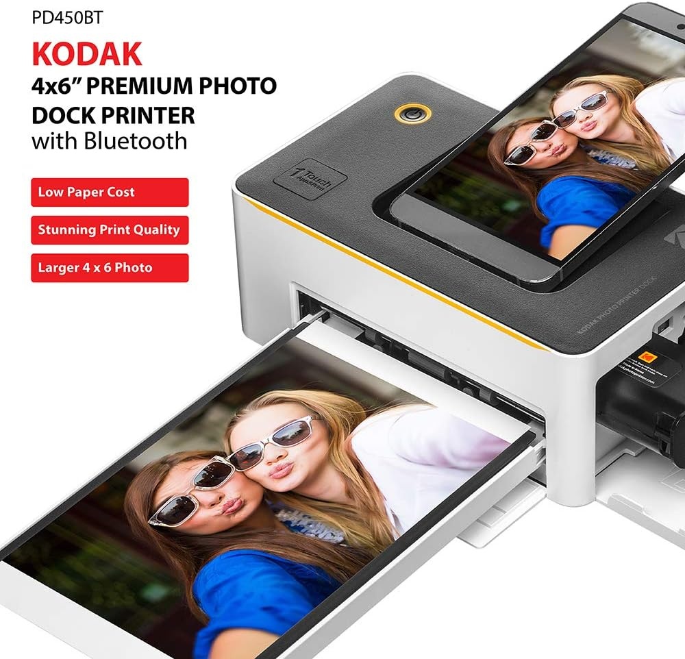 image:imageKODAK Dock Premium 4x6 Portable Instant Photo Printer 2022 Edition Bundled with 120 Sheets Full Color Photos 4Pass amp Lamination Process Compatible with iOS Android and Bluetooth DevicesBluetooth Edition 130 Sheets